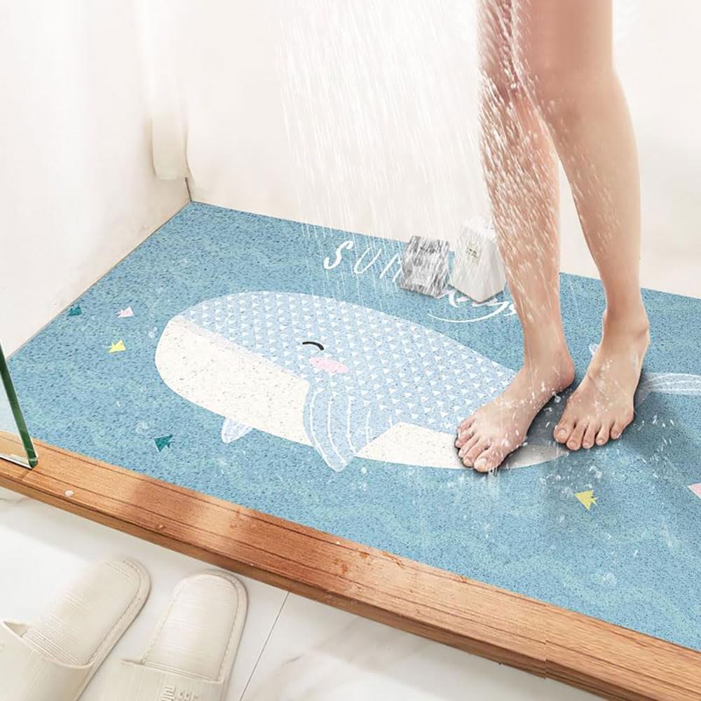 SSDDLZEQ High-end Quick-Dry Rubber Loofah Shower Mat(Whale,60x120cm)