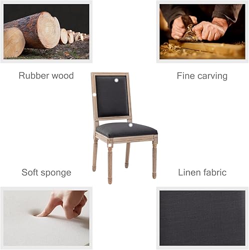 Miniatura 36 de Kiztir Juego de 2 sillas de comedor de ratán, sillas de comedor francesas de mediados de siglo, sillas de comedor de granja con respaldo alto para