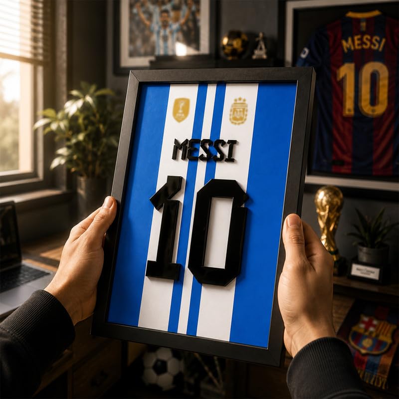 Image of CodersParadise No. 10 Football Inspired 3D Wall Art Frame, Sports Fan Decor, Layered Wall Hanging for Bedroom, Living Room, Gaming Room & Home Decoration