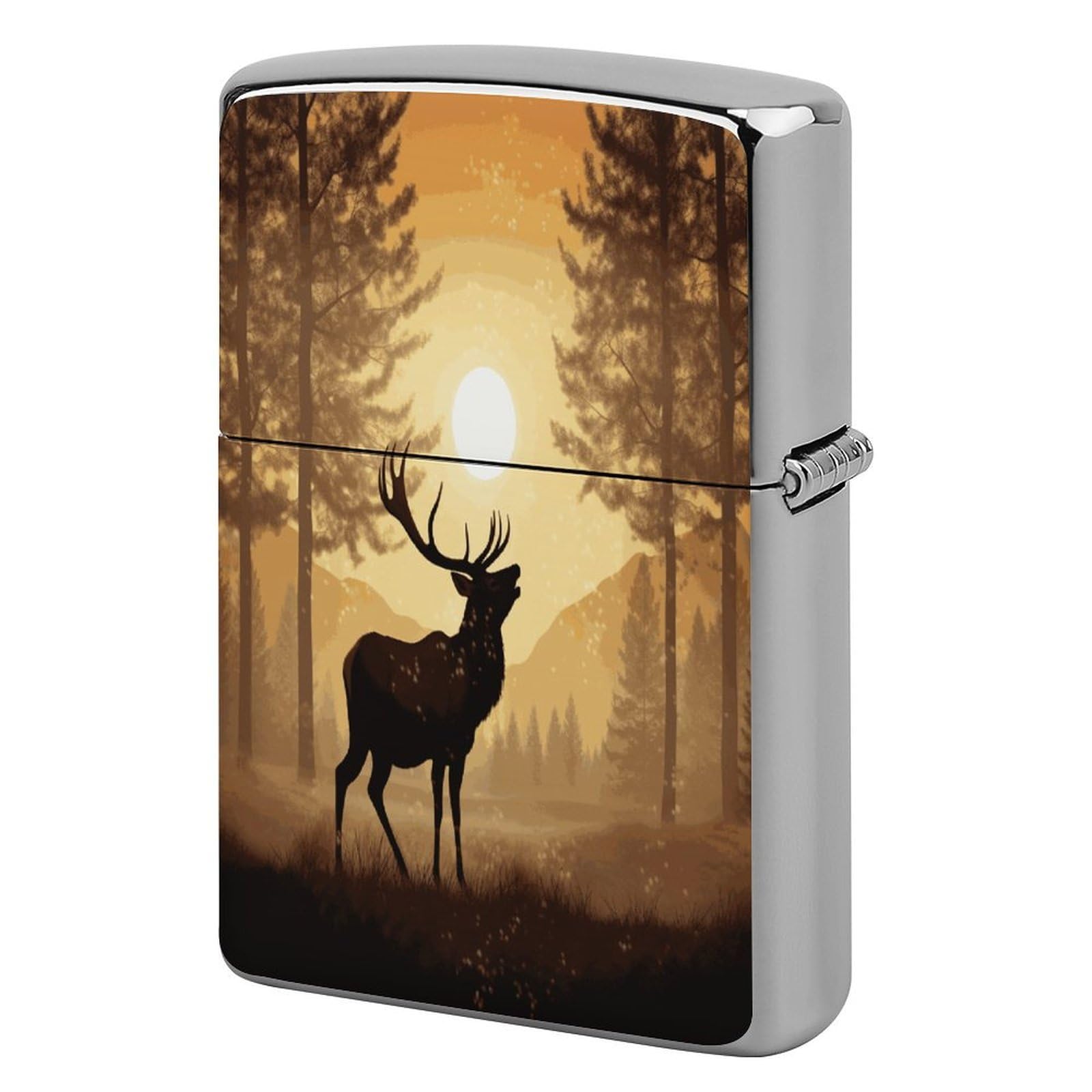 Fodpand Style Elk Artwork Metal Lighter Case Cover Lighter Sleeve