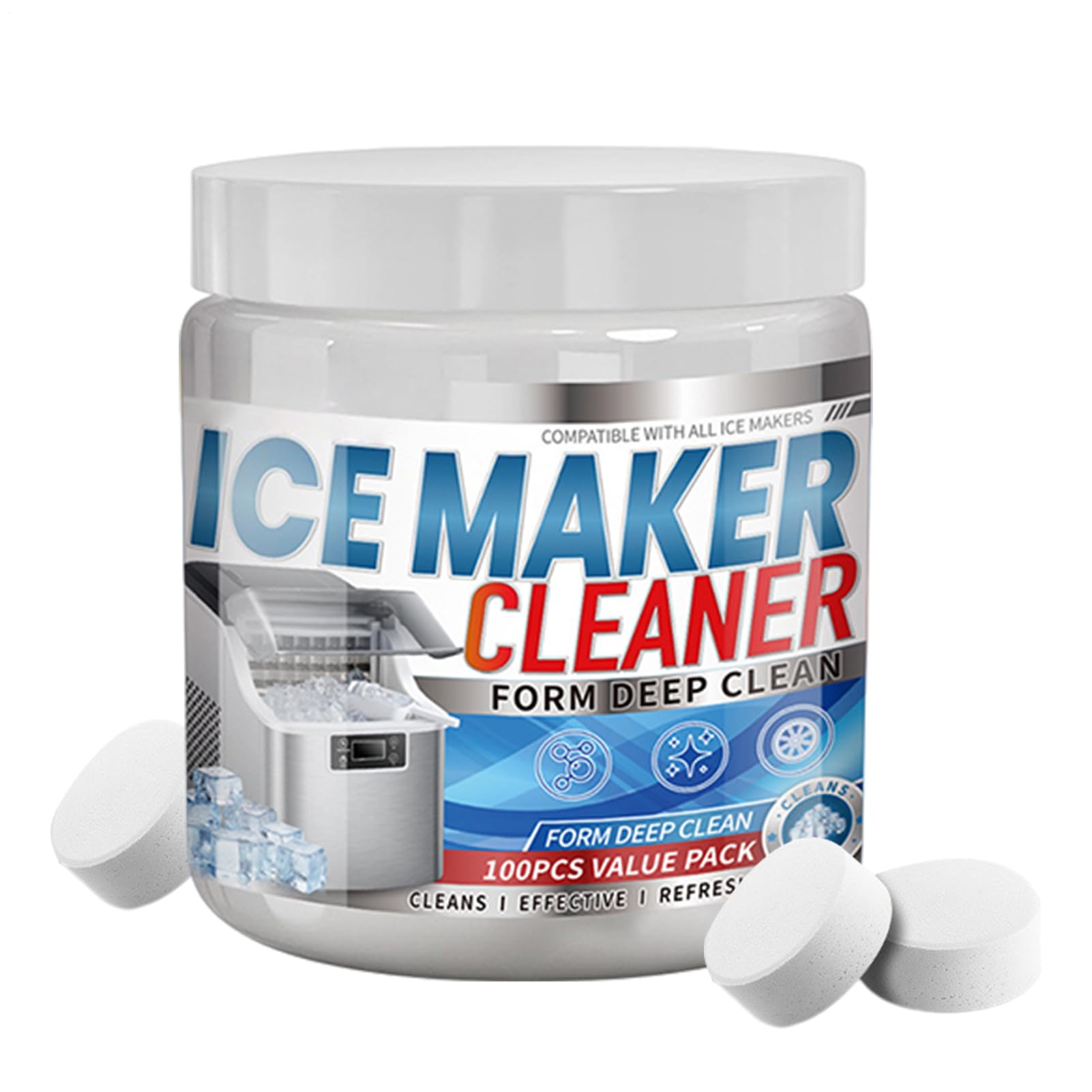 – Active Ice Machine Cleaner Tablets - 100-Piece Deep Cleaning Scale Remover | Ice Machine Cleaner Descaling Tablets,for Maintenance Daily Care Kitchen Commercial Appliance Cooler