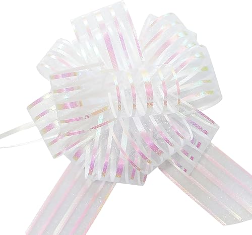 Miniatura 2 de FQTANJU Lazo decorativo, grande, organza, 6 pulgadas, 5 piezas (blanco)