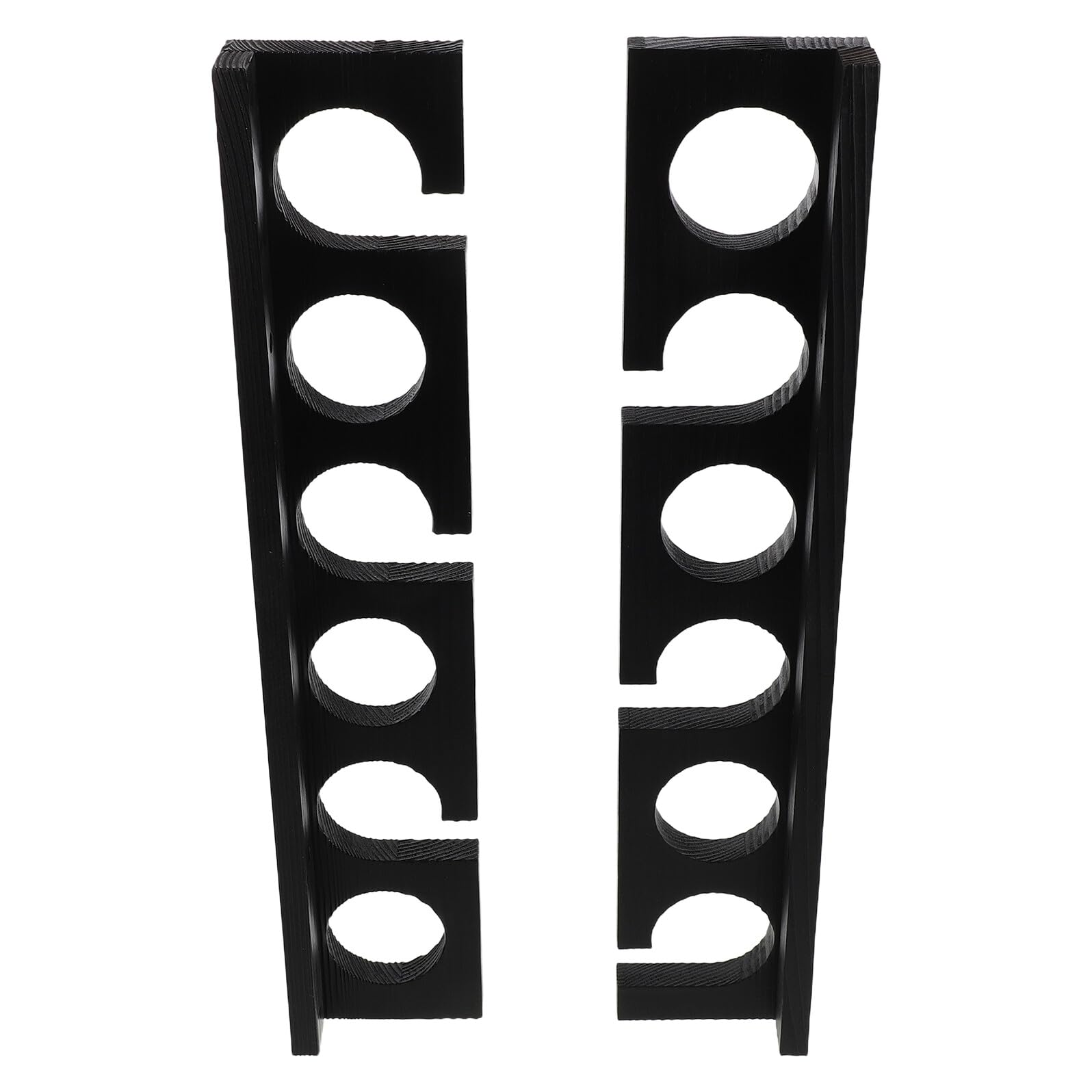 Mikinona 2 Pezzi Supporto per Canna da Pesca Montato a Parete in Legno Massello Nero, Set da 2 Pezzi 6 Slot, Organizer Orizzontale Salvaspazio per Garage e Corridoi, Portacanne da Pesca da