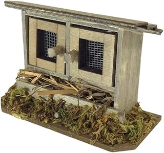 Melody Jane Dollhouse Wooden Rabbit Hutch with Hay Miniature Garden Pet Accessory 1:12