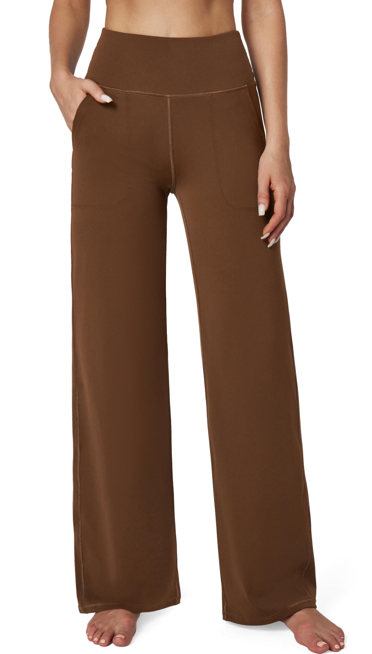 Ewedoos Wide Leg Yoga Pants for Women with Pockets Stretchy Work Dress Pants High Waisted Sweatpants Casual