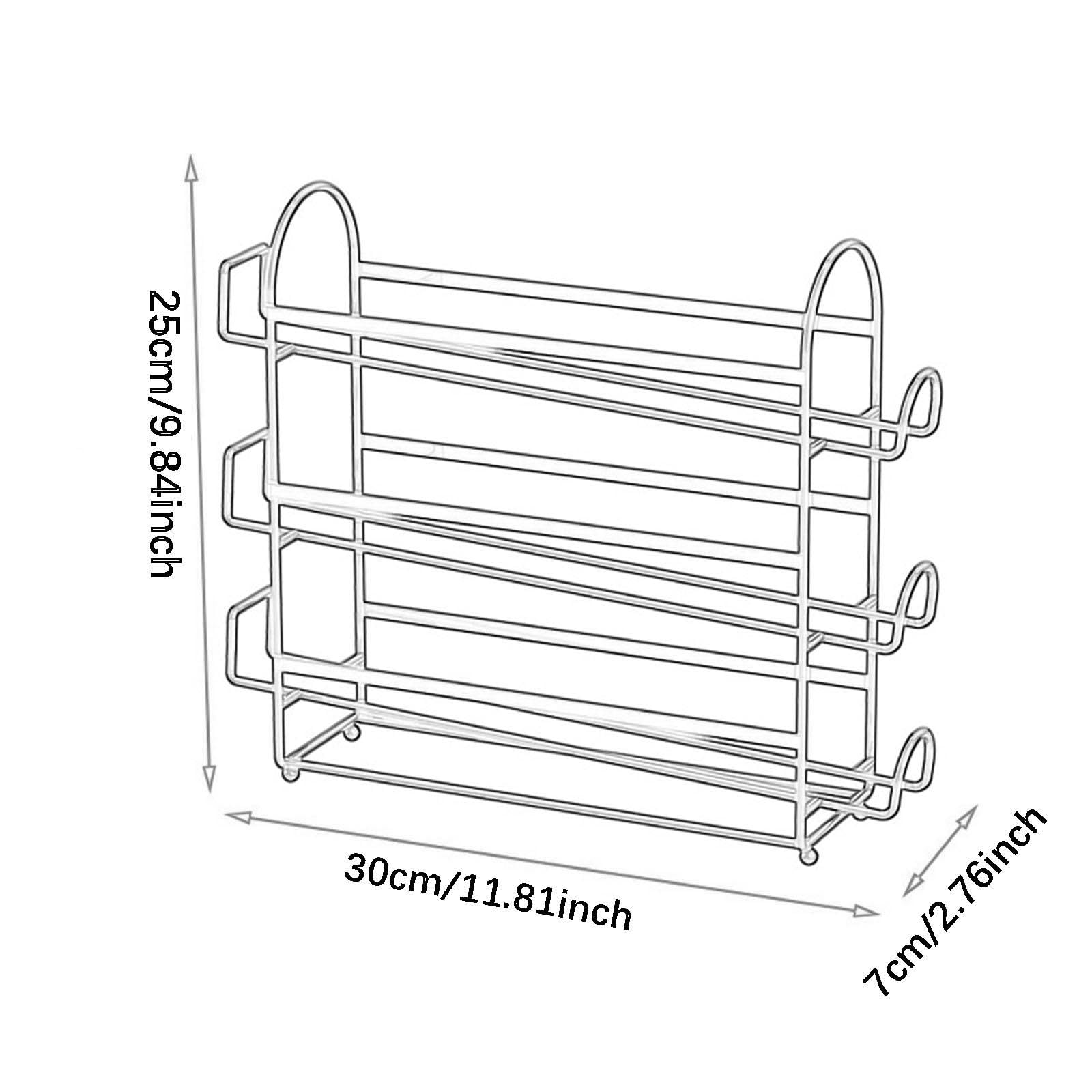 Bandeja para huevos de alambre de metal con ruedas automáticas, bandeja de servir de 3 capas para refrigerador, solución creativa de almacenamiento de cocina para armarios y despensas, color blanco
