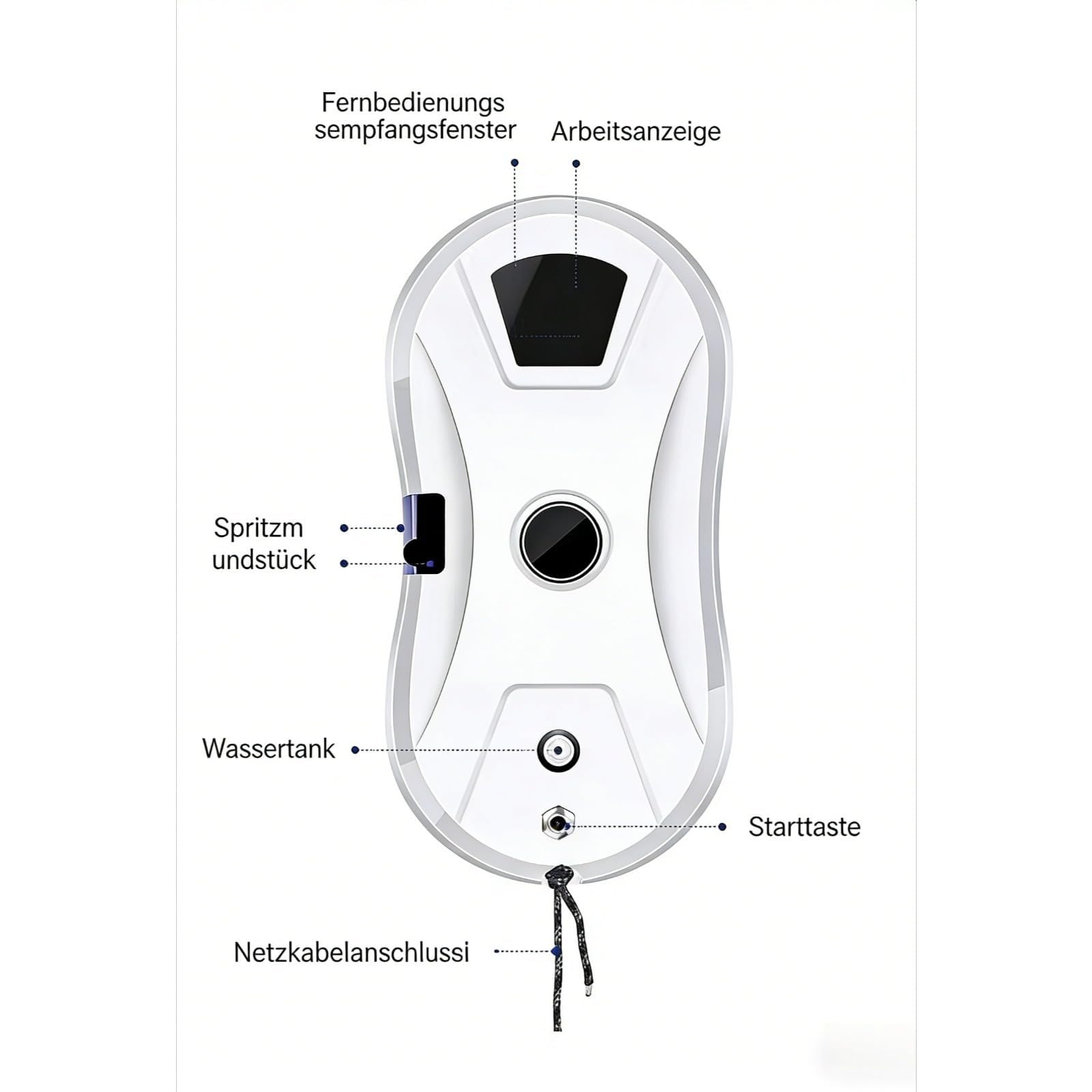 Osmo™ RoboClean Fensterputzroboter mit Sprühfunktion – Fensterreinigungsroboter mit Fernbedienung, automatische Reinigungsmodi, Sicherungsseil, für glatte Fenster (Modell mit Sprühfunktion)