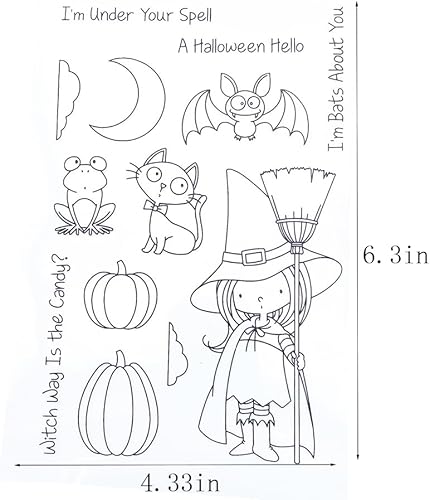 Miniatura 2 de Sello transparente de silicona transparente, diseño de calabaza, murciélago, rana, gato, luna, Halloween, sello de goma para hacer tarjetas,