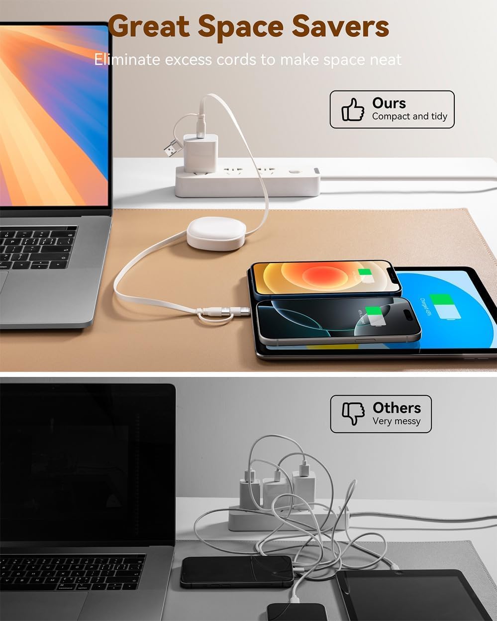 5 in 1 Retractable Charging Cable, 65W Multi Charger USB Type C Charger Cable Fast Charging Cord, USBC to USB C/Lightning for iPhone 16 15 14 13 Pro Max,iPad,Samsung,PS5,Tablets & More-3.86ft - Image 7