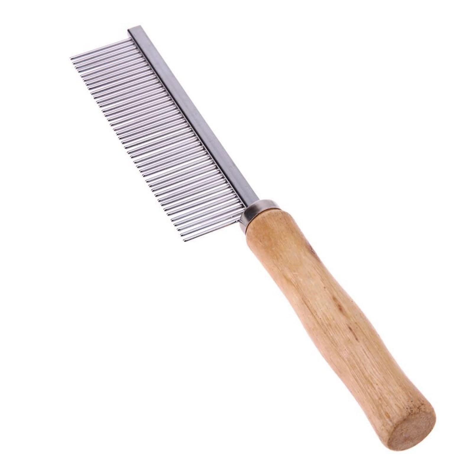 DieffematicSZ Peine Peine de Aguja de una Sola hilera de Acero Inoxidable para Perros de Madera de Madera para Mascotas