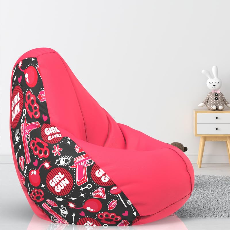 BiggieBean Bag with Beans Filled 4XL- Official: Jack & Mayers Bean Bags - for Adults - Max User Height : 5.5-6 Ft.-Weight : 70-99 Kgs(H - Pink-Model: Girl Gun)-picture-26