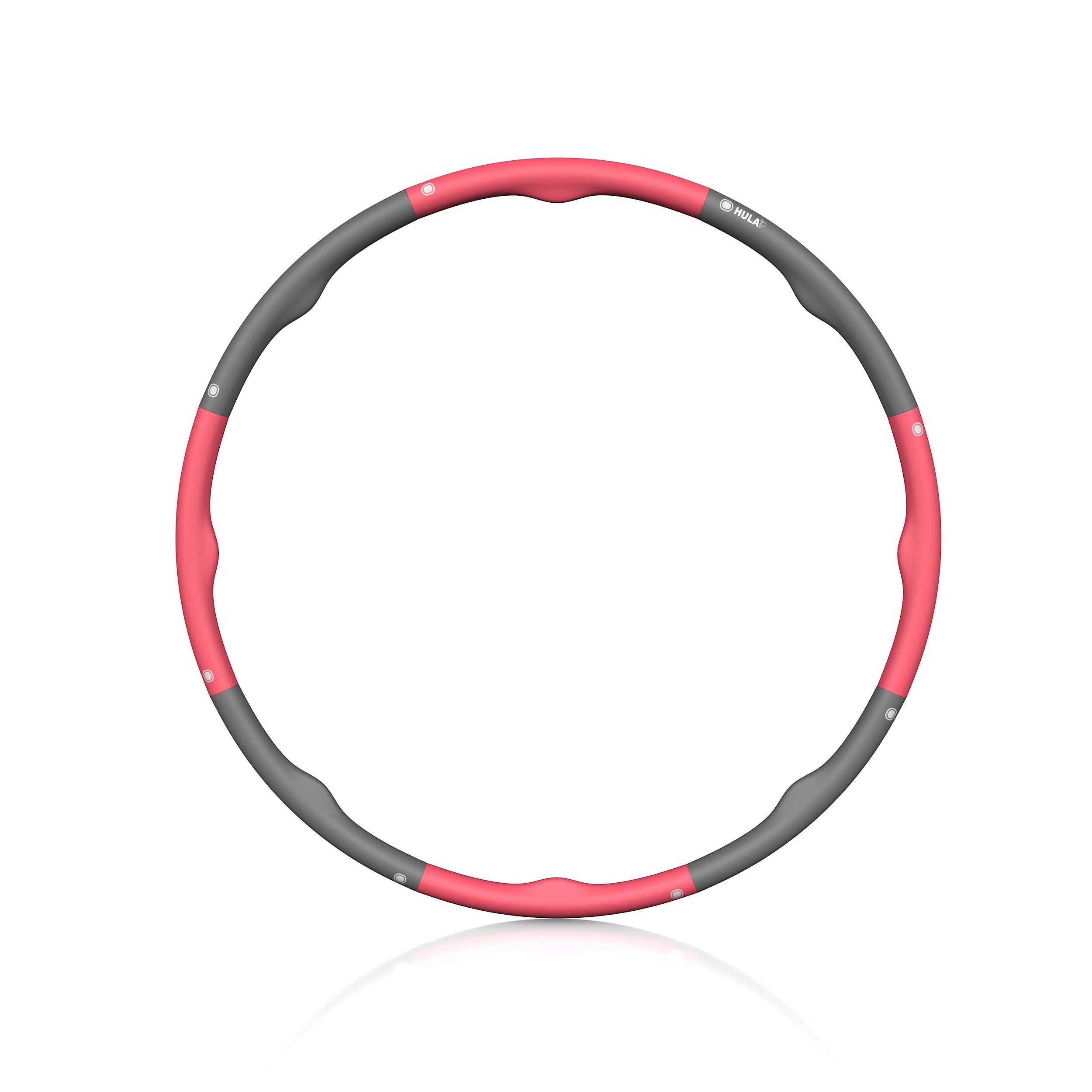 HEGG HULABEE Professioneller Hula-Hoop-Reifen zum Abnehmen leicht gemacht, 8 Elemente, universell anpassbar, Workout & Training für Erwachsene und Kinder, Blau/Grau