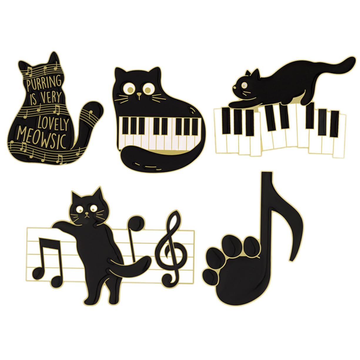 CALLARON Spilla Con Nota Musicale Di Gatto Bacheca Di Sughero Pin Di Smalto Tazze Di Gatto Spilla Natale Spilla Divertente Spilla Animale Perno Smaltato Estetico Lega Black
