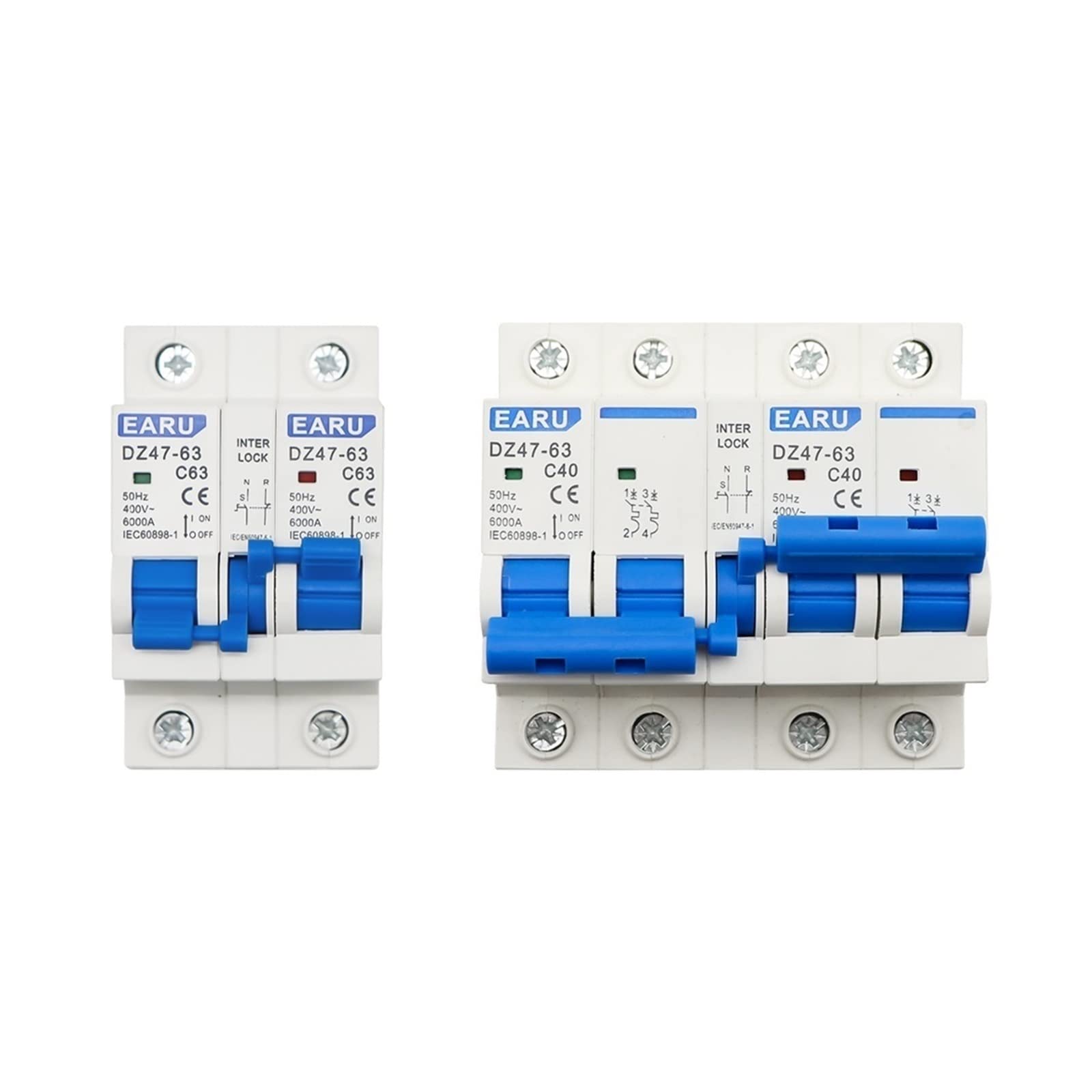 LHNBGTUIW 1P+ 2P+ MTS AC Dual Power Manual Transfer Interlock Circuit Breaker Din Rail Isolating Discounnecting Switch MCB 40A 63A(40a,1P 1P)