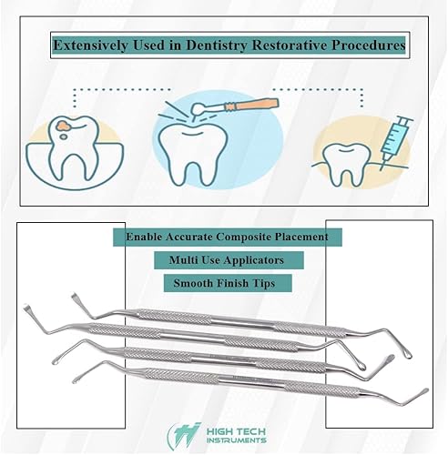 Vista 21 de Juego de 6 instrumentos de llenado de resina compuesta, kits de espátula de llenado dental para reparación estética de resina y preparaciones