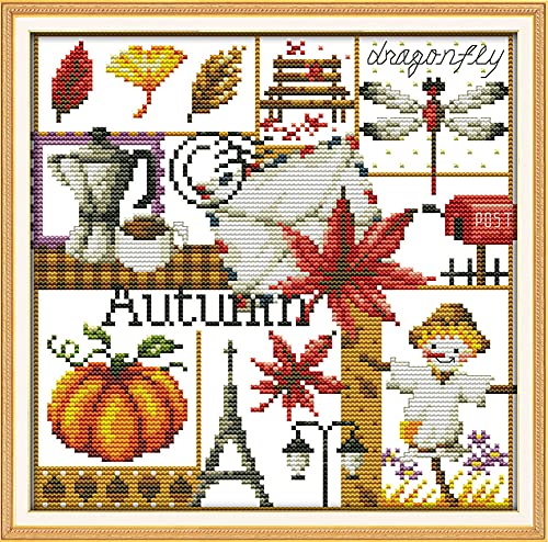Awesocrafts 2019-7-27 4 Pack Cross Stitch Kits, Four Seasons Easy Patterns Cross Stitching Embroidery Kit Supplies, Stamped Or Counted thumb #3