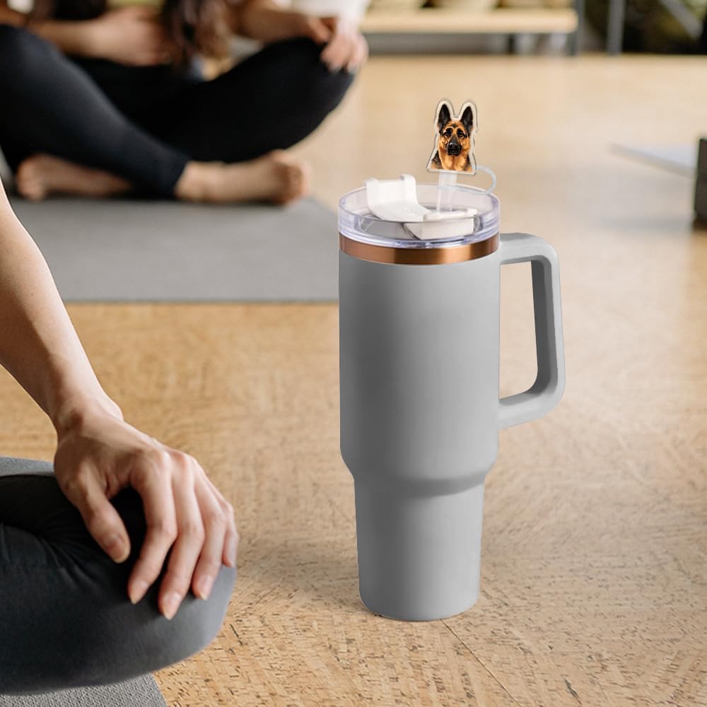 WIRESTER 3pcs Set Drinking Straw Toppers, 10mm Reusable Straw Cover Cap, Cute Accessories - Winking Golden Retriever, Basset Hound, German Shepherd Dog - Image 5