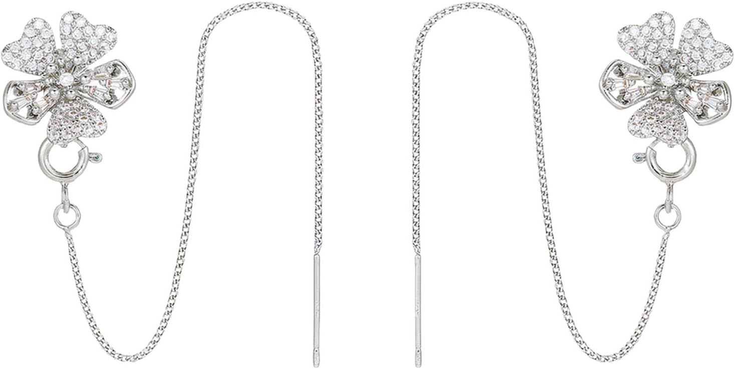 Floral Earphone Anti-Loss Chain Clip Pair, Copper Threader Decorative Earbud Accessory for Daily Wear and Commute