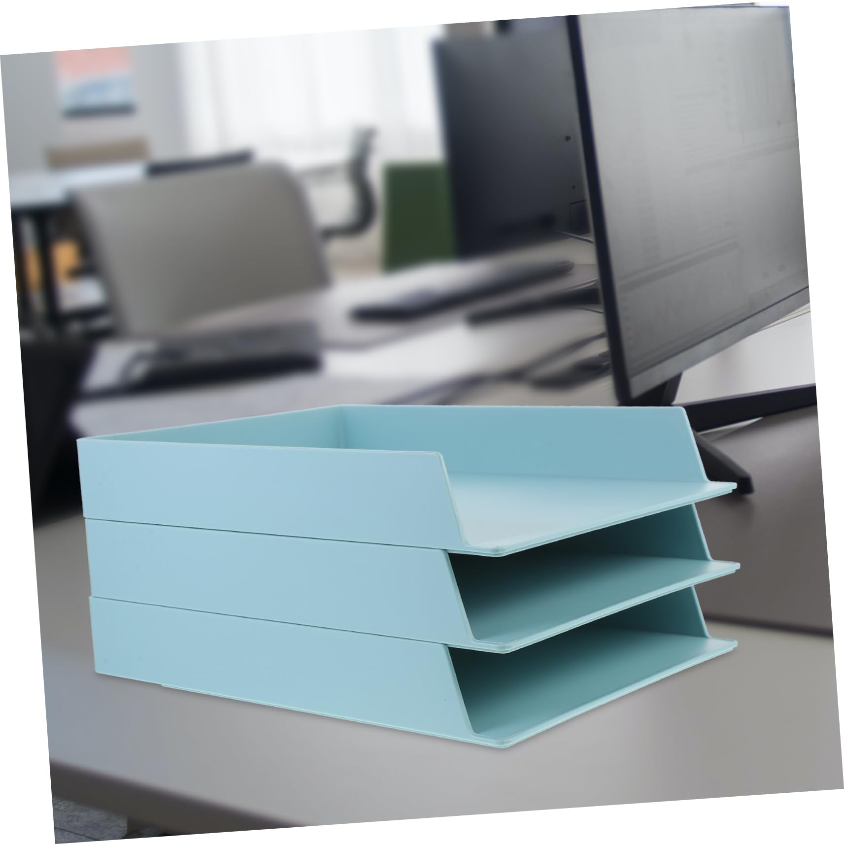 Tofficu Caja de Almacenamiento de Archivos Decoracion Colegio A4 Apilable | Abs Verde, Gran Capacidad y Diseño Ligero, Uso en Oficina y Dormitorio, Paquete de 3 Piezas