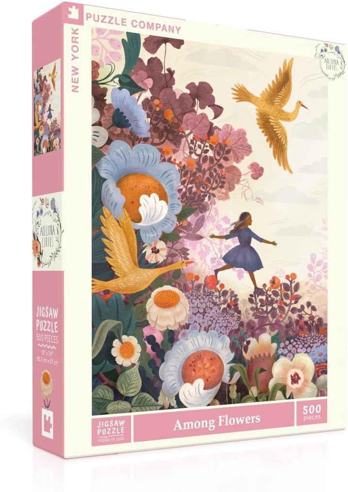 New York Puzzle Company - Adelina Lirius Among Flowers - 500 Piece Jigsaw Puzzle for Adults by Adelina Lirius