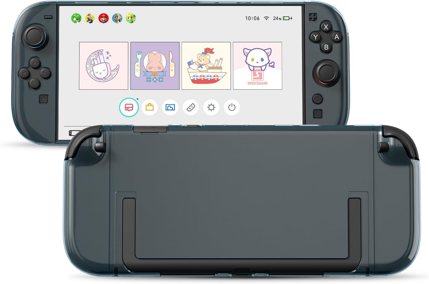 GeekShare Hard Case Compatible with Nintendo Switch 2 (2025), Anti-Scratch Dockable Protective Cover for Switch 2 with Detachable Joy Con (Crystal Blue)