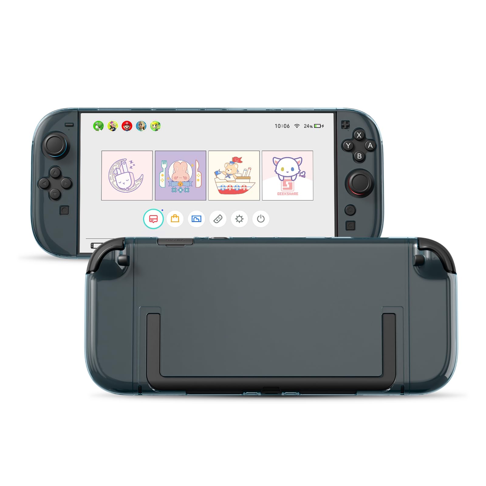 GeekShare Hard Case Compatible with Switch 2 (2025), Anti-Scratch Dockable Protective Cover for Switch 2 with Detachable JC handle, Crystal Blue