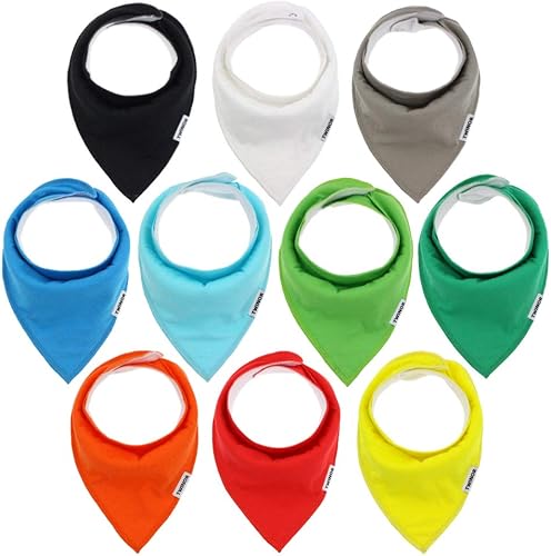 Paquete de 10 baberos lisos para bebés, baberos para babeo y dentición, baberos súper absorbentes y suaves para bebés niños y niñas