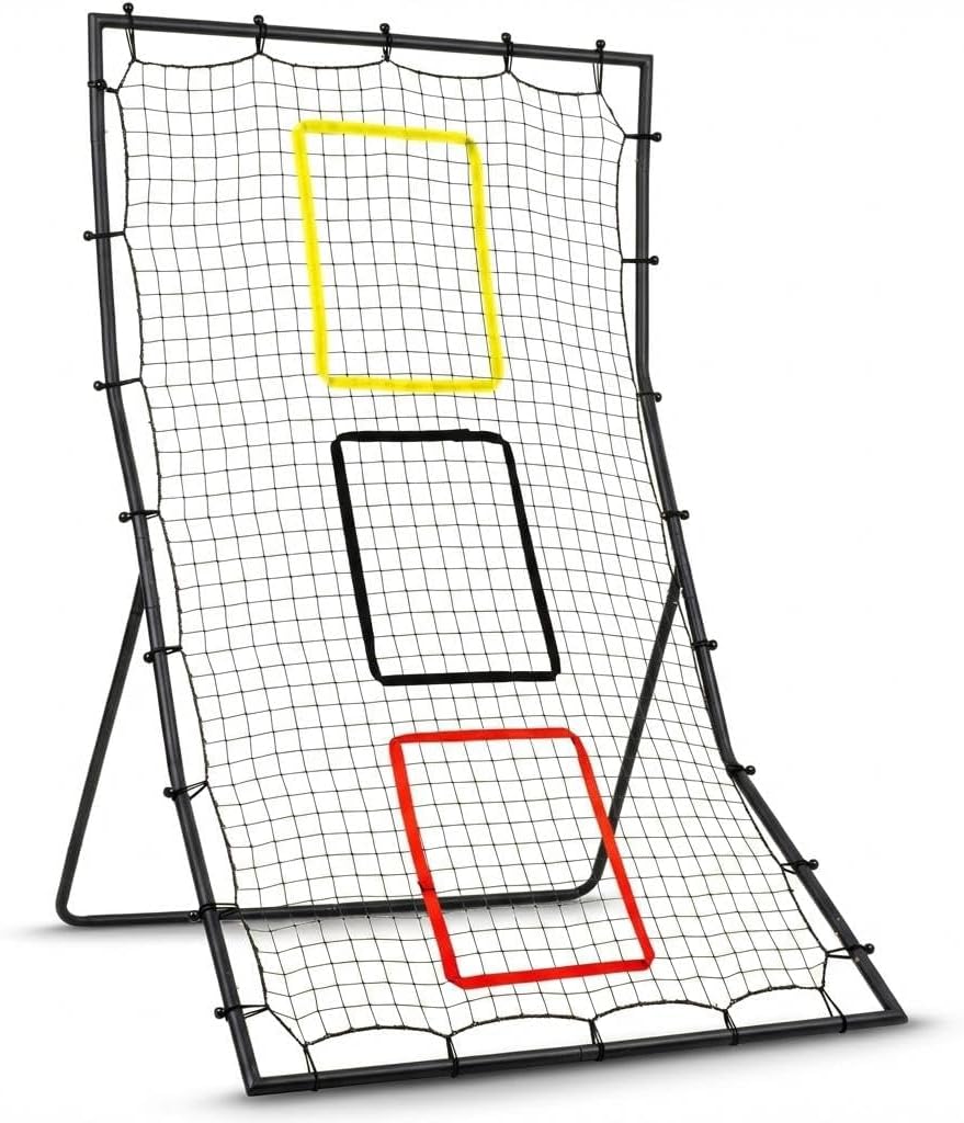 GarveeLife Baseball Rebound Net 180 x 120 cm - 3-in-1 Rebounder for Pitching & Fielding with Strike Zone, Robust Steel Frame + 4 U Pegs, for Solo Training Softball & Baseball
