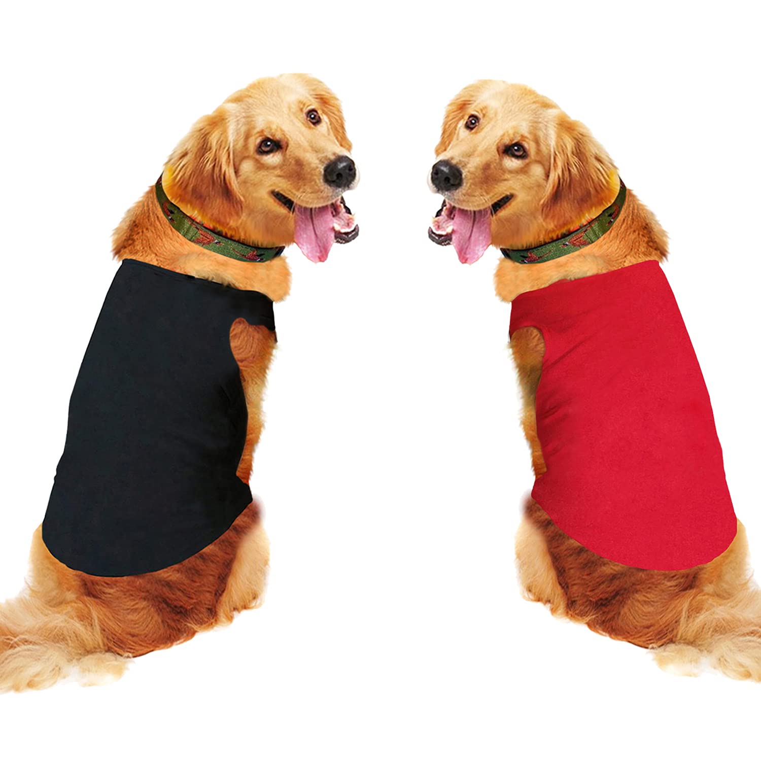 Sage Square Comfort Cotton Dog T-Shirt (Pack of 2), Sleeveless Vest for Dog Clothes, Puppy Tank Top Fashion Apparel (Black+Red) (Small) (14inche) (B09T9MTN8H) Amazon Price History, Amazon Price Tracker