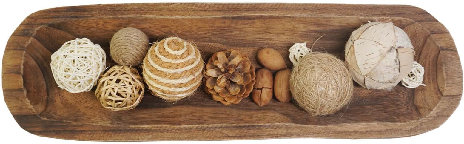 S-SNAIL-OO Wooden Dough Long Bowls Decor, Baguette Bowl Wooden Large Dough Bowl Centerpieces for Home, Rustic Wooden Decorative Bread Fruit Tray (20ร6ร2'')