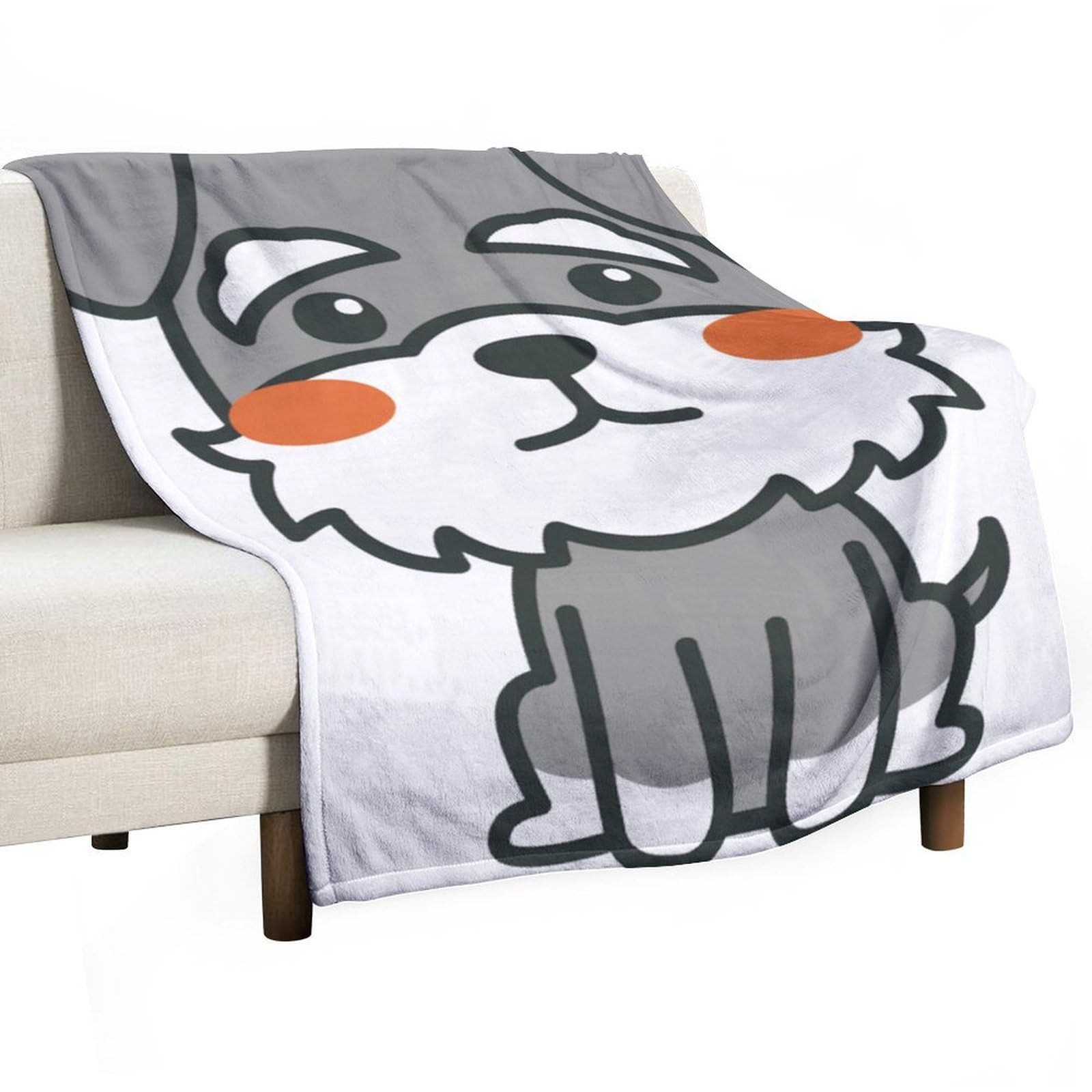 MHYRAC Flannel Blanket, Cute Schnauzer Dog Throw Blanket for Couch Sofa Bed Office, Soft And Comfortable Without Pilling