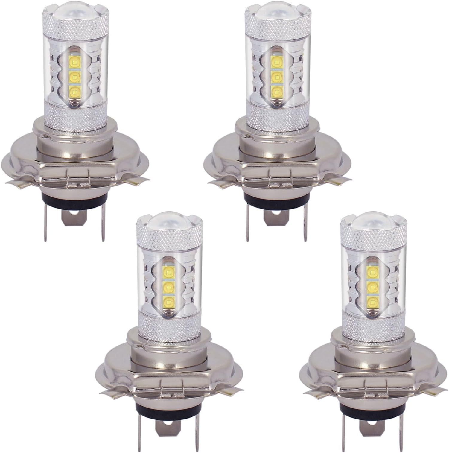 H4 LED Headlight Bulbs 80W 16LED High Power Motorcycle Light 6000K White Light 1:1 Mini Size LED Fog Lights Bulbs, H4 Car LED Fog Light, Pack of 4