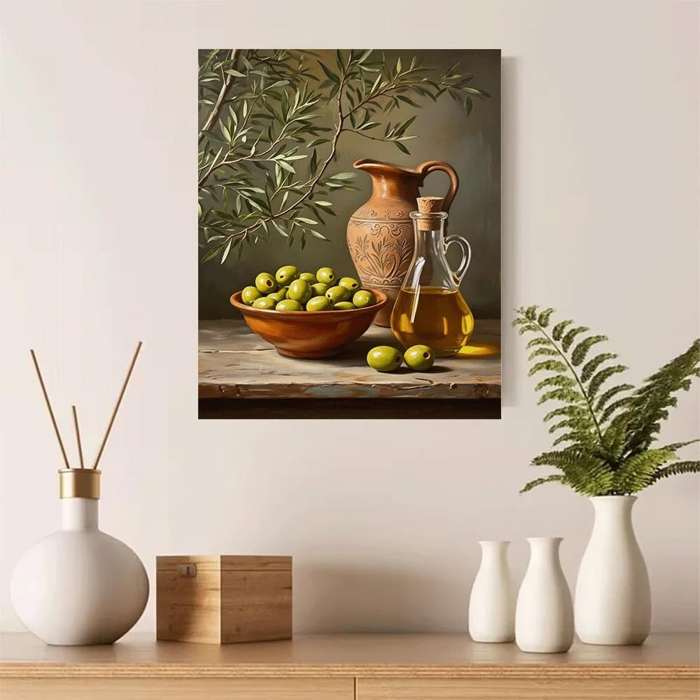 GOSRD Canvas Poster Olive Still Life Print Art Wall Decor Painting Summer(60x90CM/Frameless)