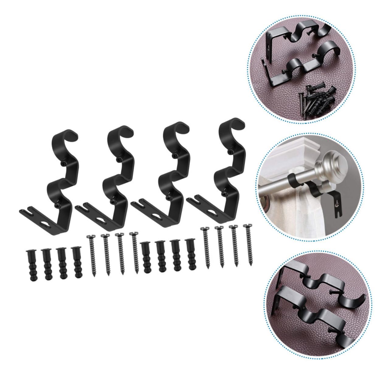 4stücke Teiliges Verstellbares Gardinenstangen-halter Stabilem Eisen Für Römische Stangen Mit Dickem Design Schwarz Wandmontierbar Langlebig Und Stabil