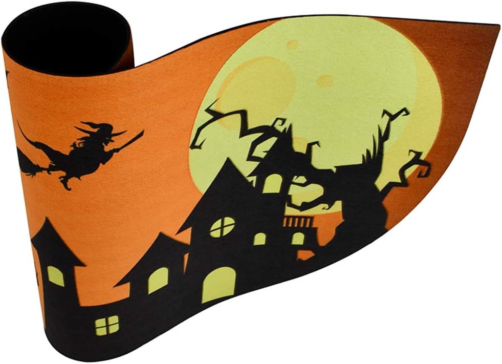 Halloween Door Mat Indoor Entry Way Doormat for Front Door Patio Anti Slip Rubber Entrance Door Mats Half Round Holiday Decor (Style C)