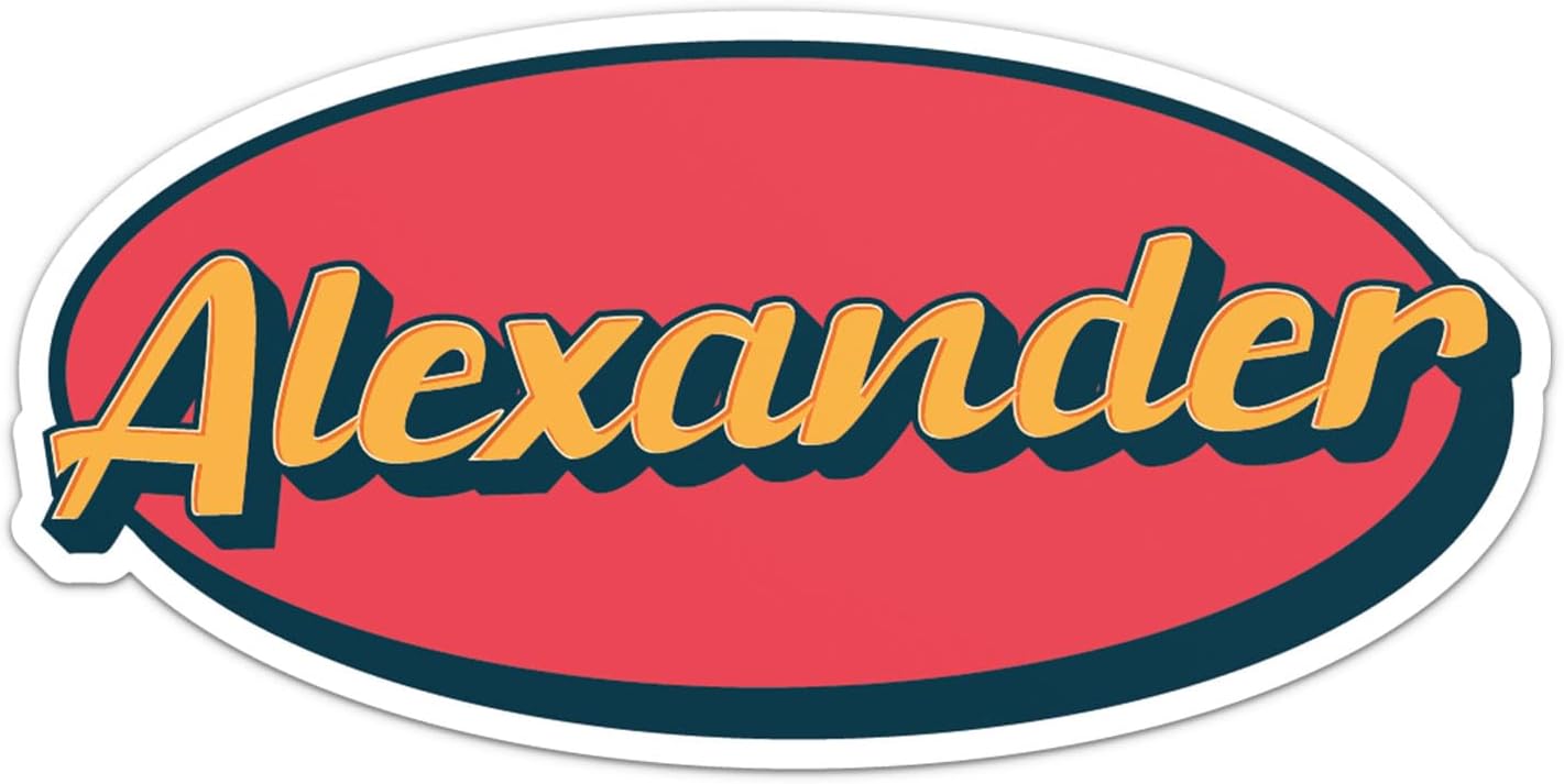 Retro Style Alexander Name Sticker - Waterproof Vinyl Decal for Car Bumper, Laptop, Water Bottle, Bookcase, Phone Cases, Wall, and Window, Size - 8'' Longer Side
