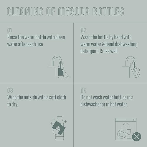 Miniatura 4 de Mysoda Botellas de carbonatación 2 unidades de 1 litro, botellas reutilizables compatibles con cierre rápido, tapa y base de compuesto de madera,