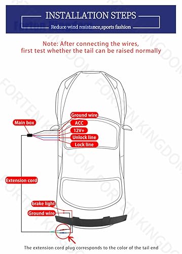 Miniatura 5 de Alerón eléctrico para automóvil, universal, para coche, tapa trasera de maletero, alerón, ala por llave remota o botón de puerta de automóvil para