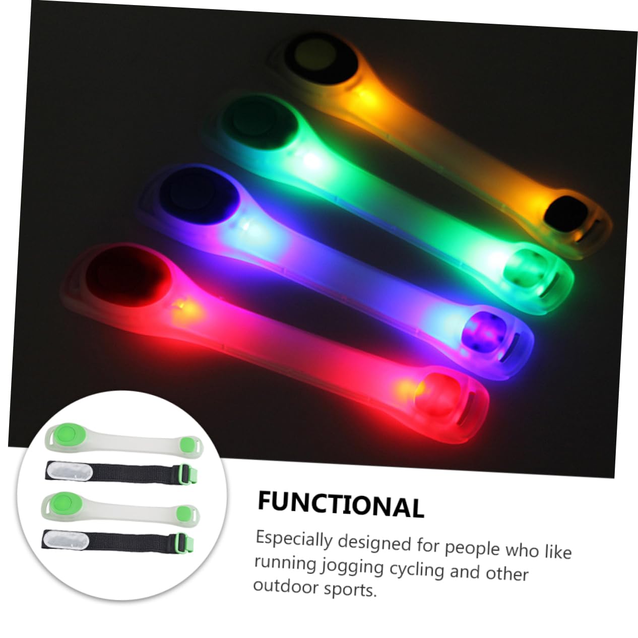 Yardwe Nastro Riflettente Regolabile in ABS da 6 Pezzi con Fascia da Braccio Illuminata Notturna