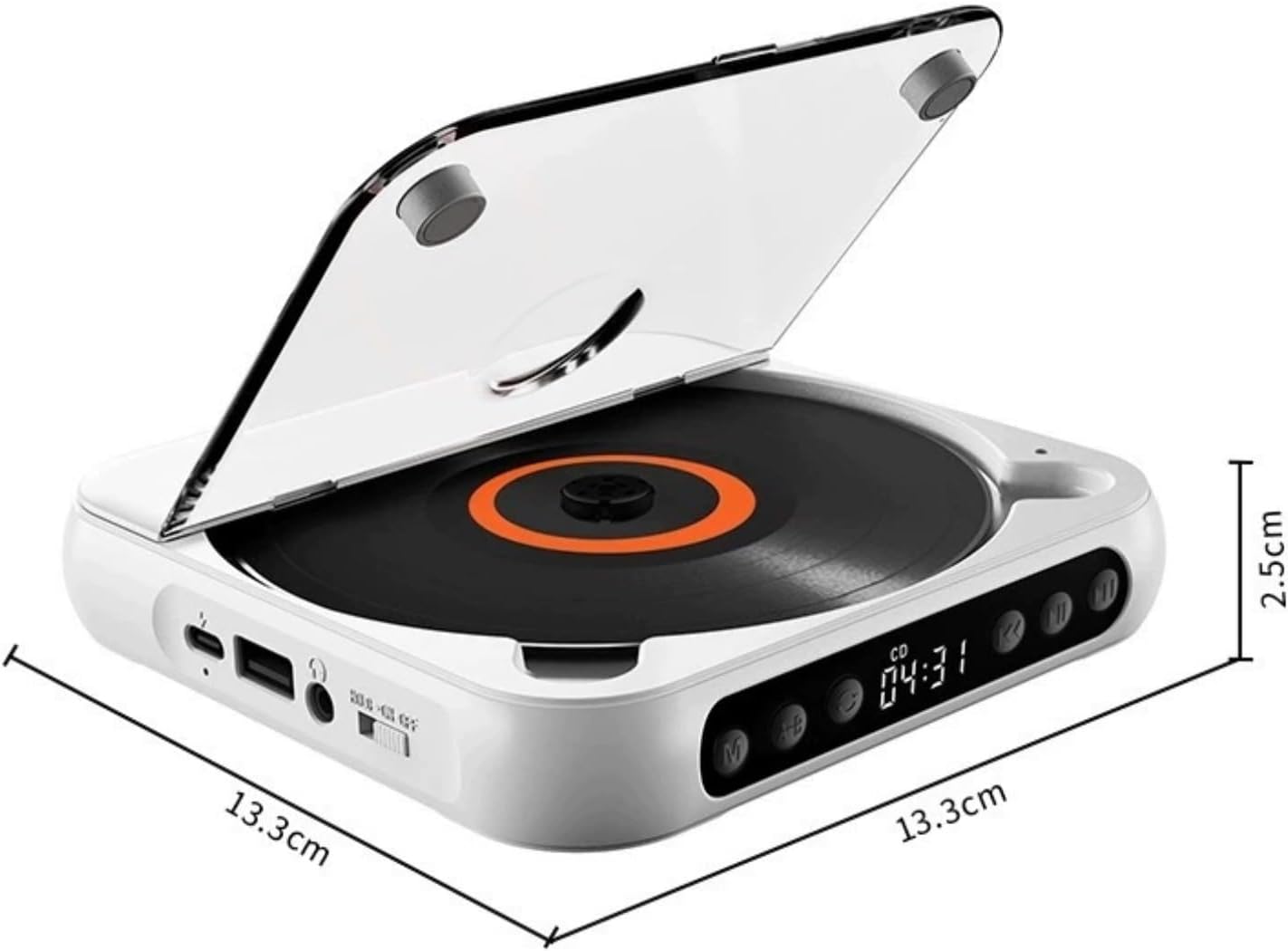 ポータブルCDプレイヤー 学生用学習リピーター ブルートゥース対応 滑り止め/耐衝撃設計 車載・旅行用 充電式 液晶タッチスクリーン