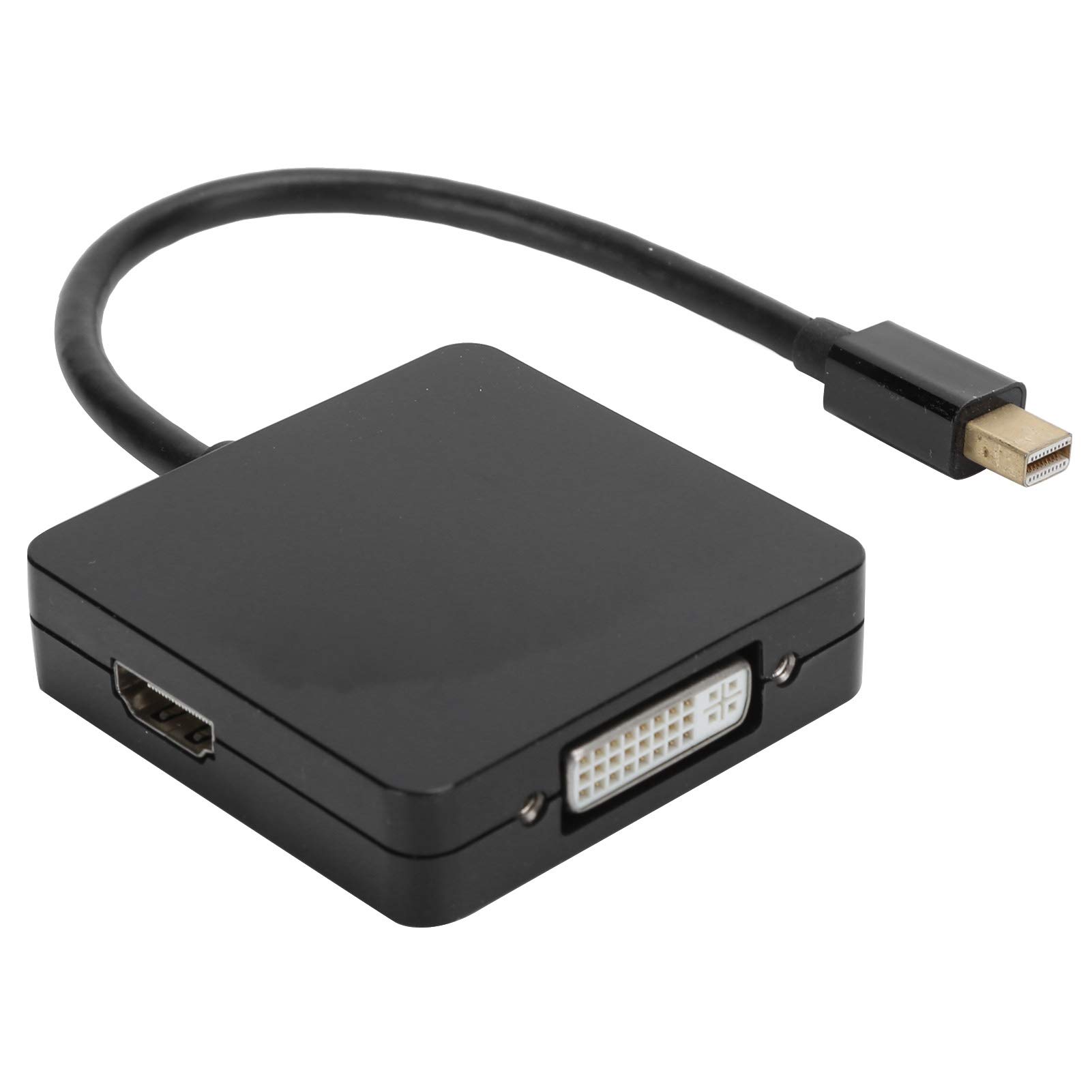 Wakects Adapter Mini na, Kabel Konwertujący Mini na DVI ABS 3 w 1, Pozłacana Wtyczka 1080P Typu Plug and Play do Monitora Komputerowego, Projektora Telewizyjnego (BLACK)