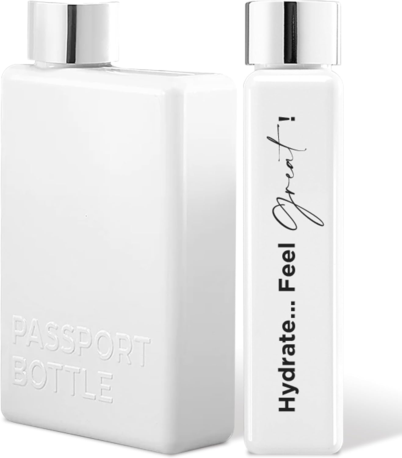 Forest & Twelfth 12 Oz Travel Bottle Flat Water Bottle for On-The-Go Hydration, Hydrate… Feel Great! Passport Mini Water Bottle for Gym, Travel, School, Italian Design Portable Water Bottle