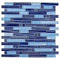 TNLQG-05B Brick Mix Blue Stripe Glass Mosaic Tile-Kitchen and Bath backsplash Wall Tile (10 Sheets)