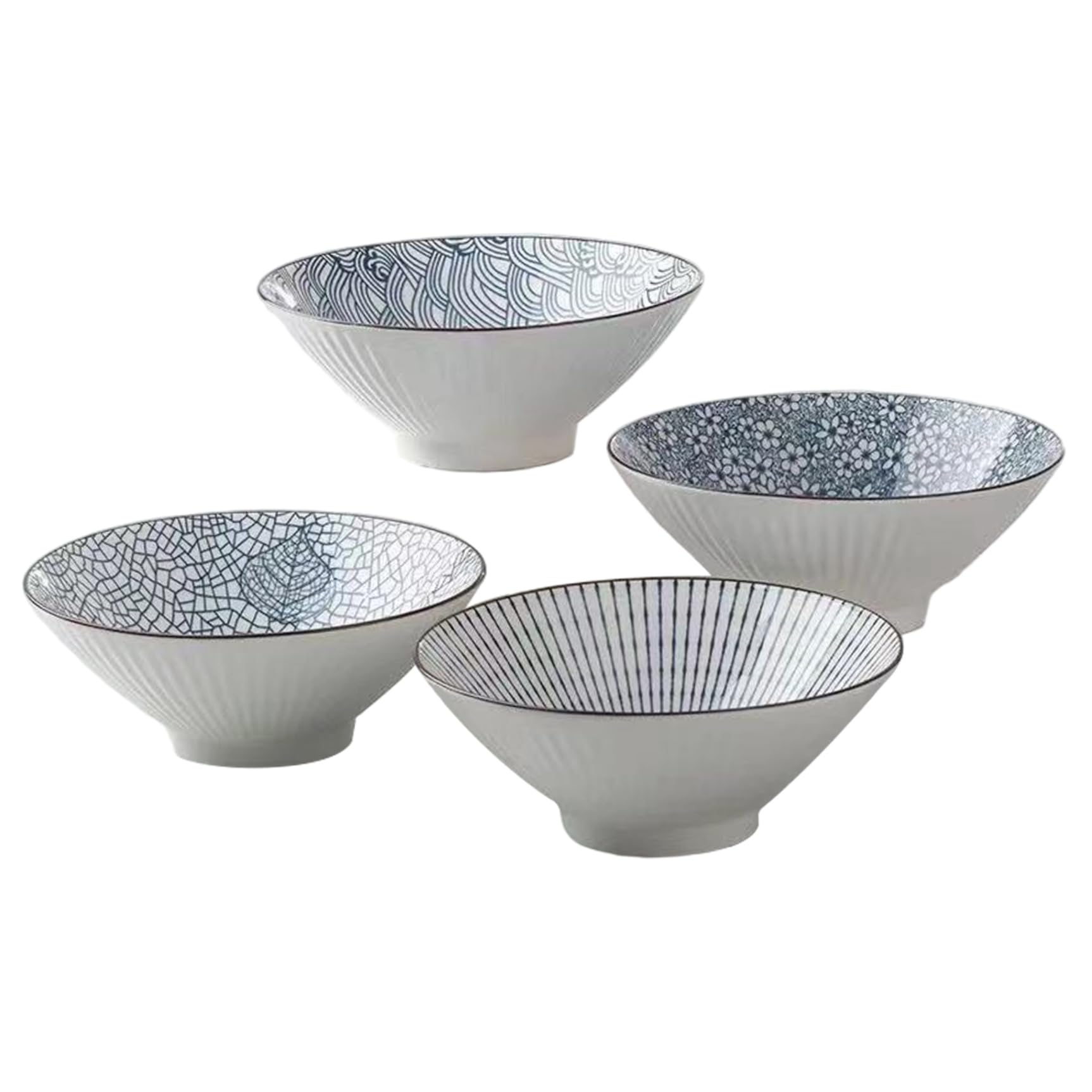 4 pièces bols Ramen japonais 8 pouces grand bol de nouilles Ramen en céramique polyvalent pour céréales, soupe, nouilles ..