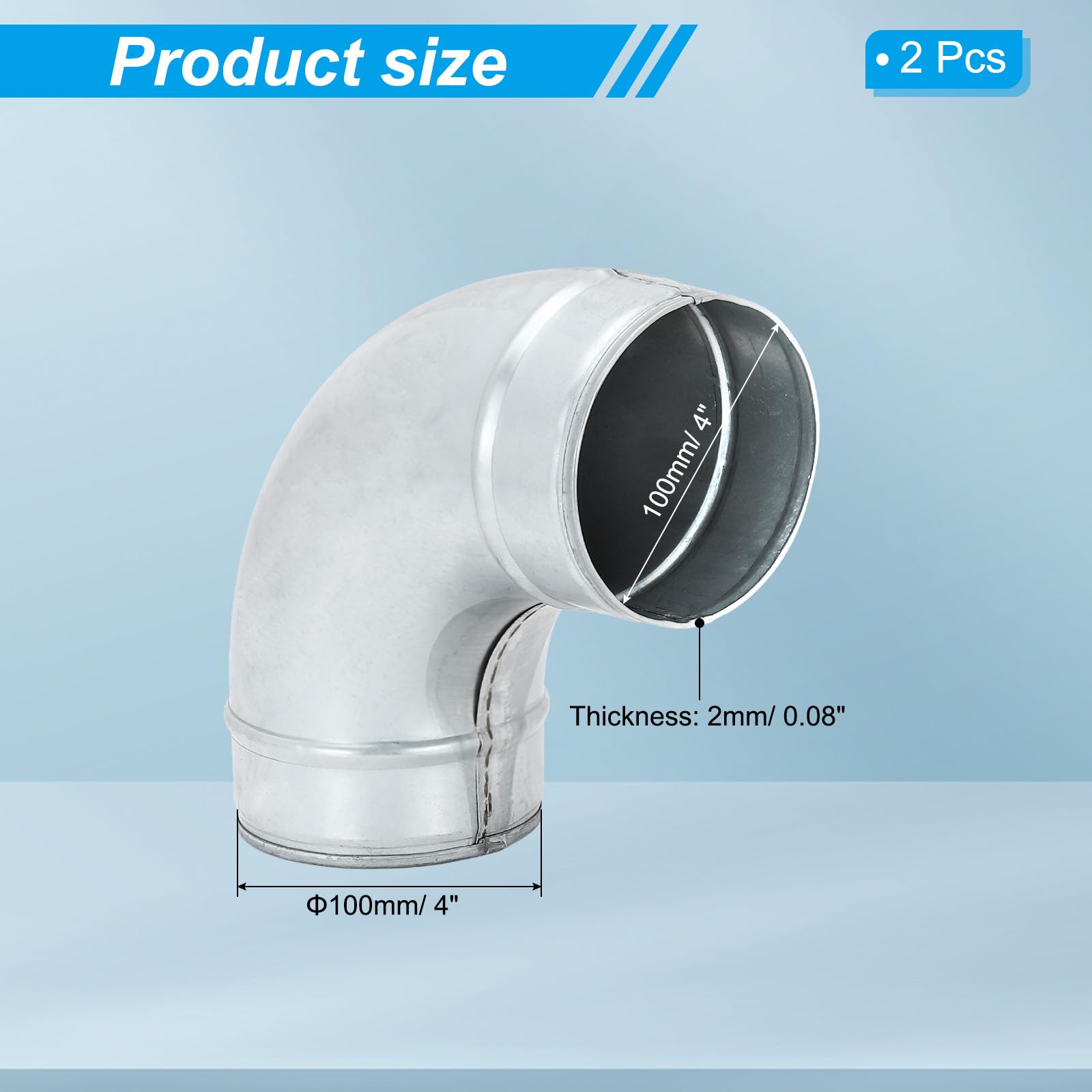 PATIKIL 4 Inch 90 Degree Duct Connector - Image 2