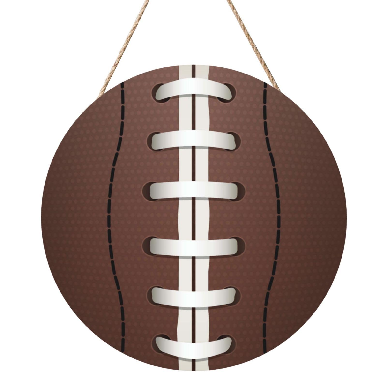 InOmak American Football, Round Wood Panel Painting 12 in, Wall Hanging Painting For Home