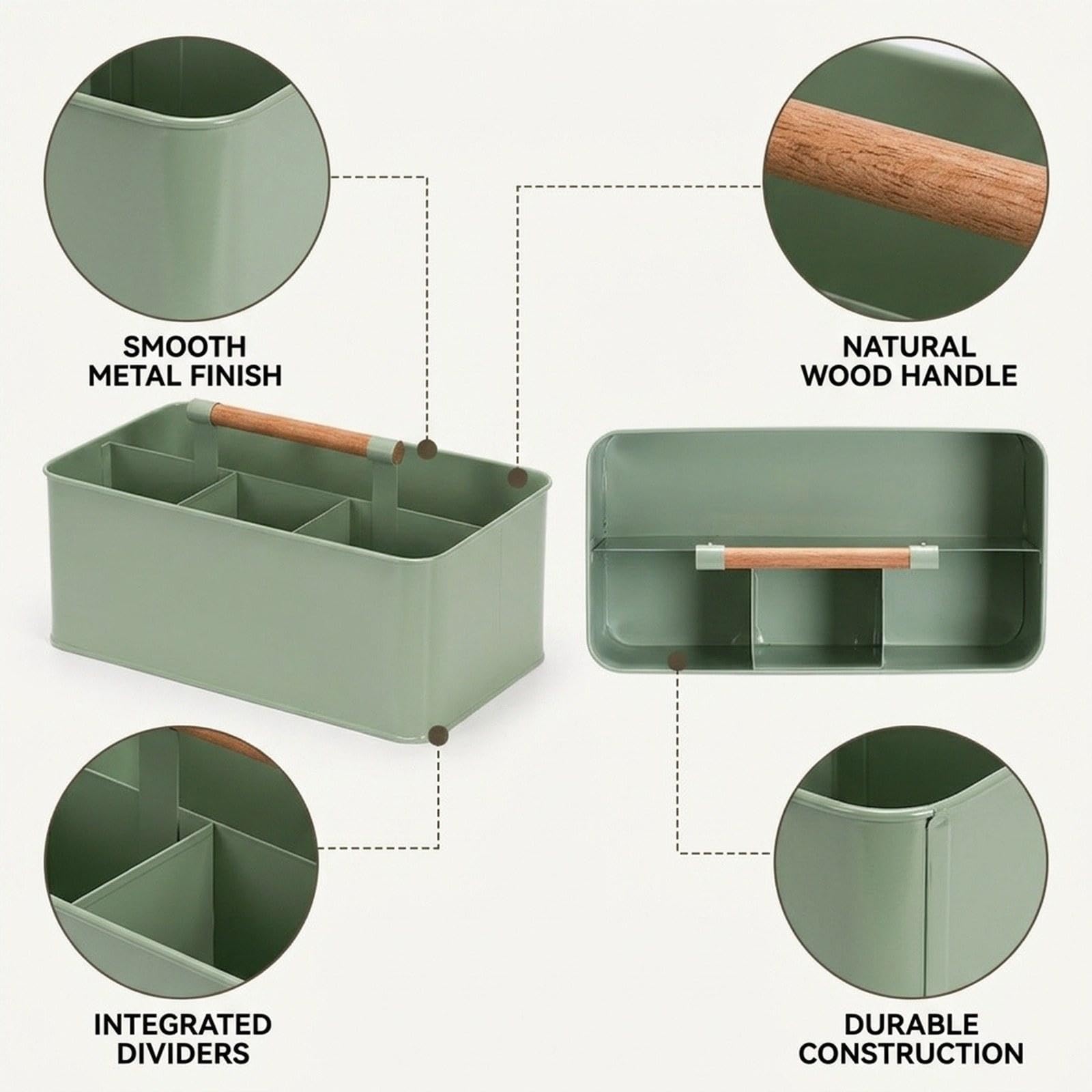 Cesto Porta Attrezzi da Giardino con Manico in Legno – Contenitore per Attrezzi da Giardinaggio – Idea Regalo per Appassionati di Giard, Verde