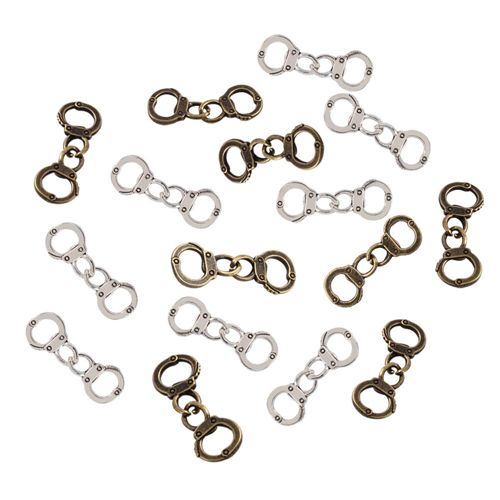 PandaHall - 50 dijes de aleación de estilo tibetano para hacer joyas, bronce antiguo y plata antigua, 50 unidades 5