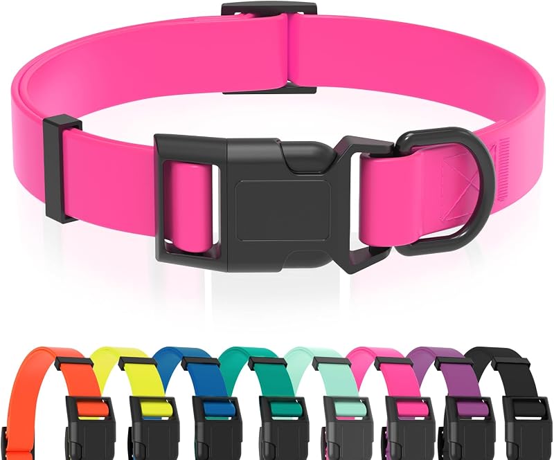 Coleira para cães impermeável de nylon revestido com fivela de engate rápido KIDDING PETS Rosa M (30,0–47,0 cm)
