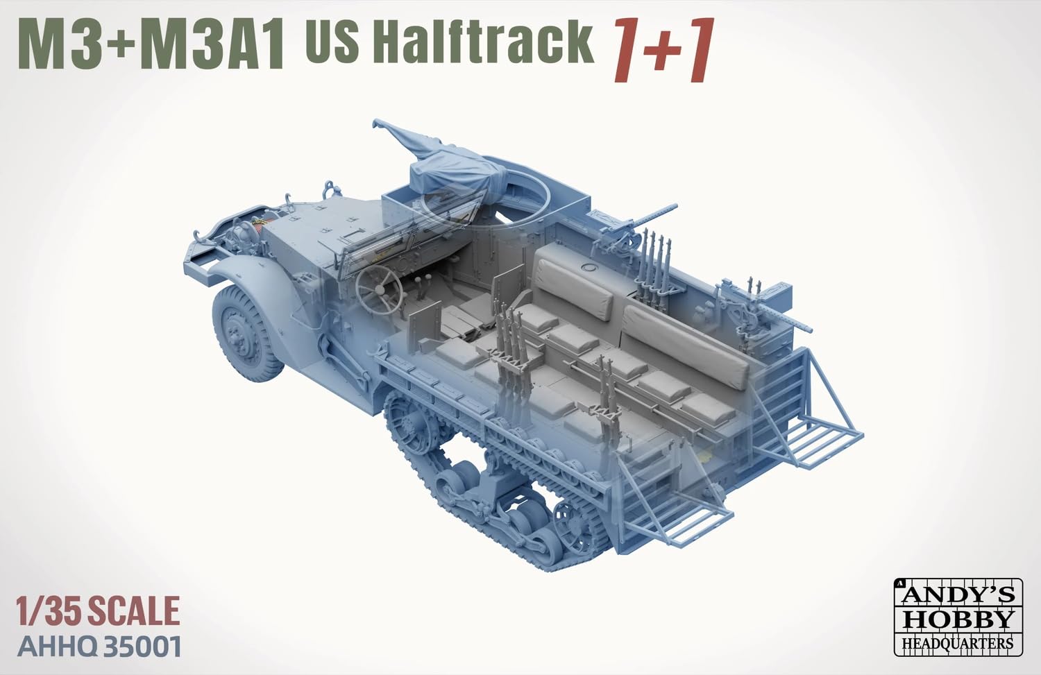 Tacom Andies Hobby HQ 1/35 USA M3 M3A1 Half Truck 1+1 Combo Kit Model plastikowy TKOAHHQ-35001